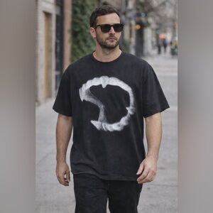 VERMANY Graphic T-Shirt Black XL | Abstract Vampire Teeth Streetwear Tee